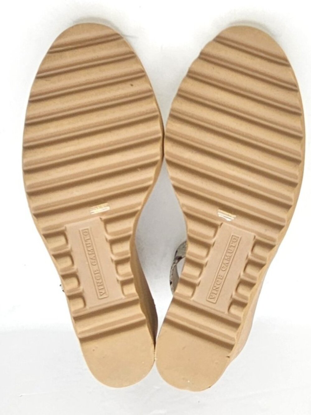 Vince Camuto Gretam Sz 9 Beige Snake Print Ankle Strap Wedge Platform Sandals - Picture 9 of 11